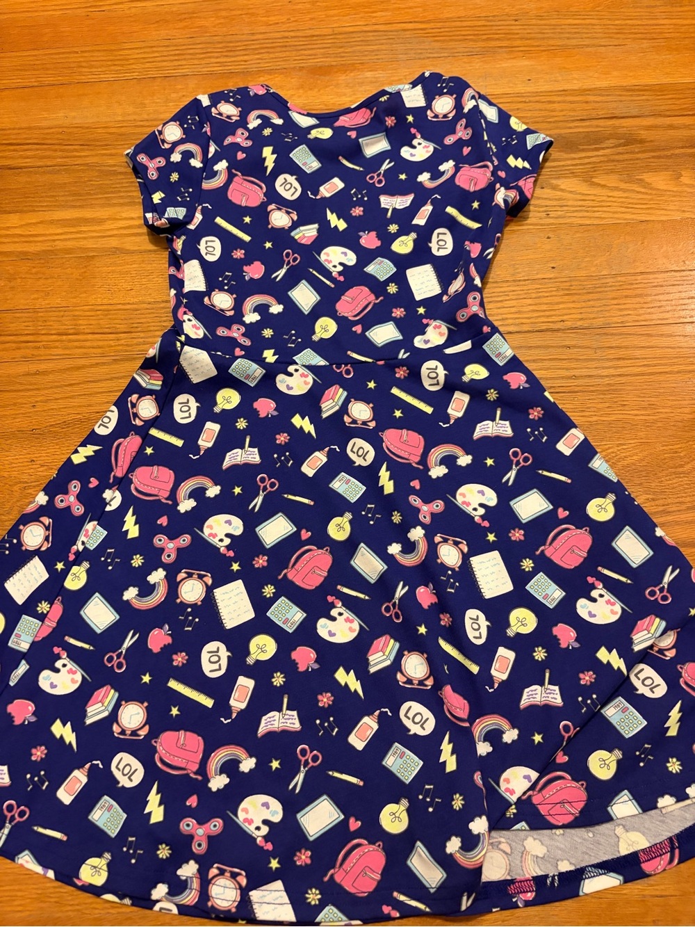 Gymboree Navy Dress with Pink and Yellow School Icons